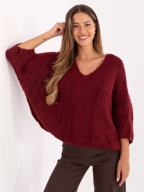 Elegancki sweter damski oversize bordowy ITALY MODA – Stylowy Wieszak