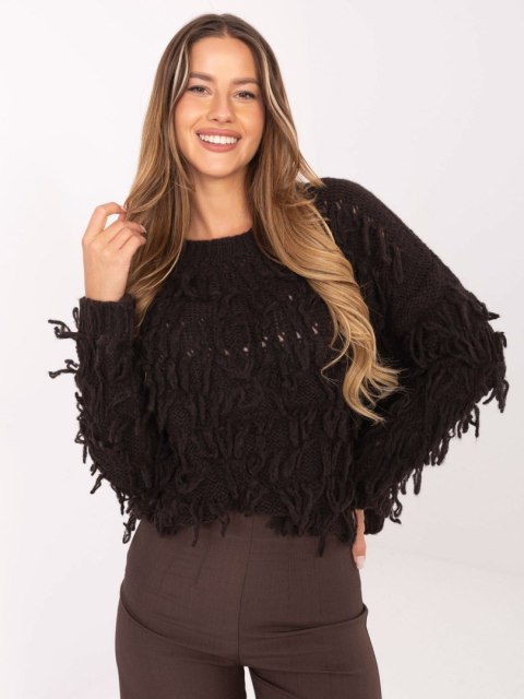 Wygodny sweter damski boho z frędzlami RUE PARIS – Stylowy Wieszak