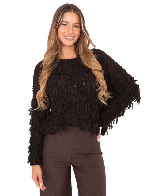 Sweter damski oversize w kolorze ciemnobrązowym – Stylowy Wieszak
