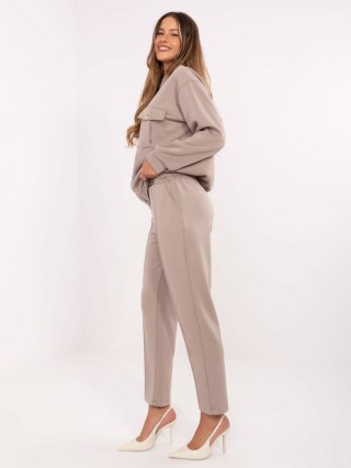 Ciemno beżowy komplet damski casual z bluzą oversize ADELA – Stylowy Wieszak