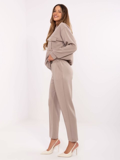 Ciemno beżowy komplet damski ADELA z bluzą oversize – Stylowy Wieszak