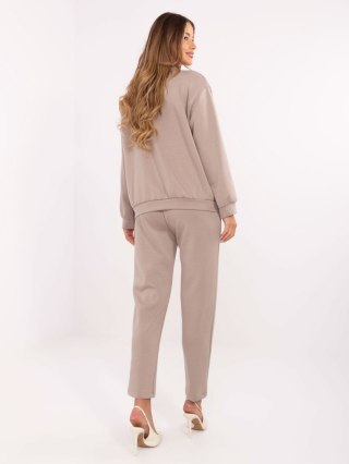Ciemno beżowy komplet damski casual z bluzą oversize ADELA – Stylowy Wieszak