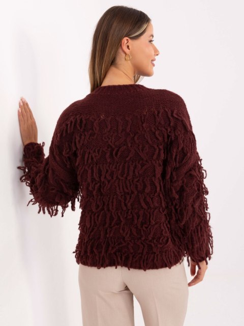 Sweter damski boho bordowy oversize – Stylowy Wieszak