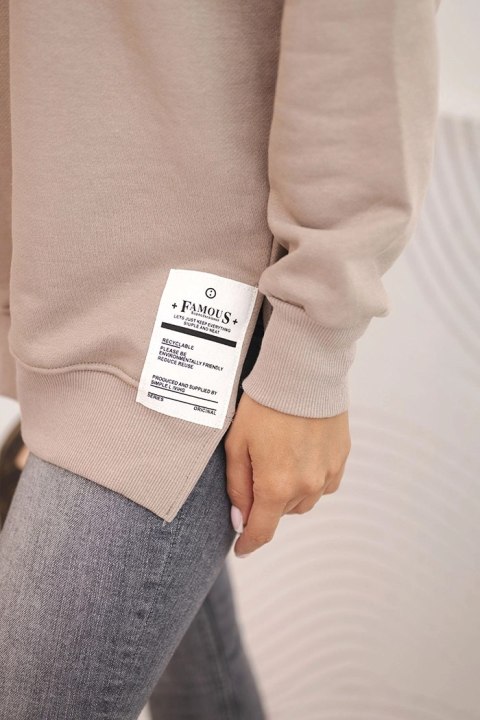 Bluza damska oversize z długim rękawem ciemno beżowa
