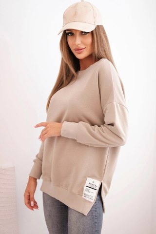 Bluza damska oversize z długim rękawem jasno beżowa