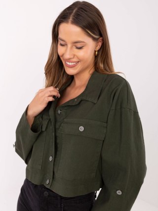 Khaki krótka kurtka jeansowa damska RUE PARIS
