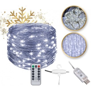 Kurtyna świetlna LED 3x3m – zimny biały, pilot i USB