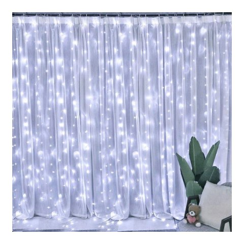 Lampki LED kurtyna 3x3m zimny biały – dekoracja świąteczna na okno