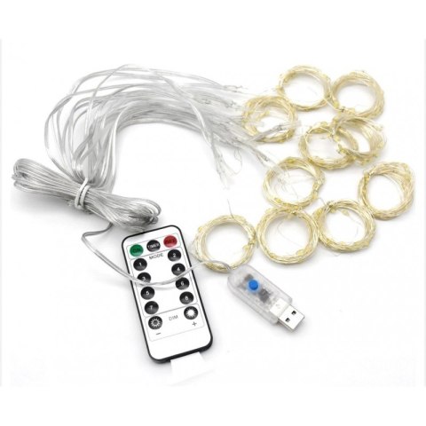 Kurtyna dekoracyjna LED 3x3m USB – lampki w zimnym białym świetle