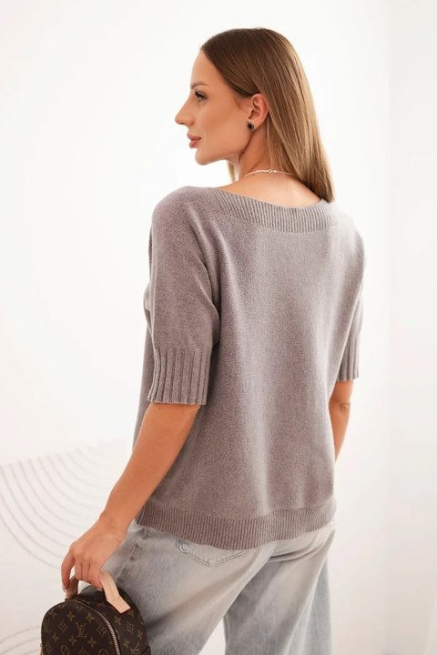 Sweter damski oversize cappuccino z dekoltem i ściągaczami