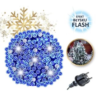Lampki choinkowe LED 200 – niebieskie + biały flash, 15 m