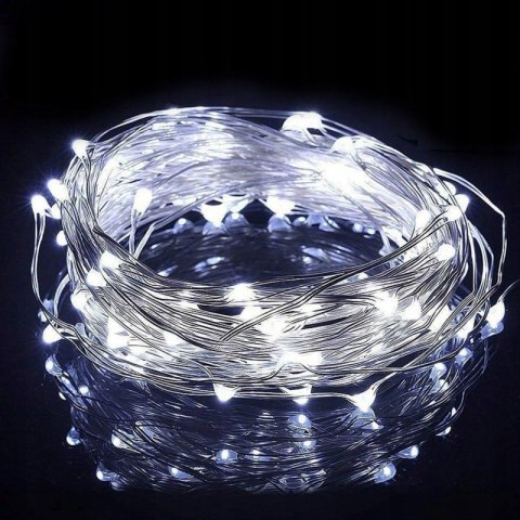Lampki LED na srebrnym druciku 200 sztuk z pilotem