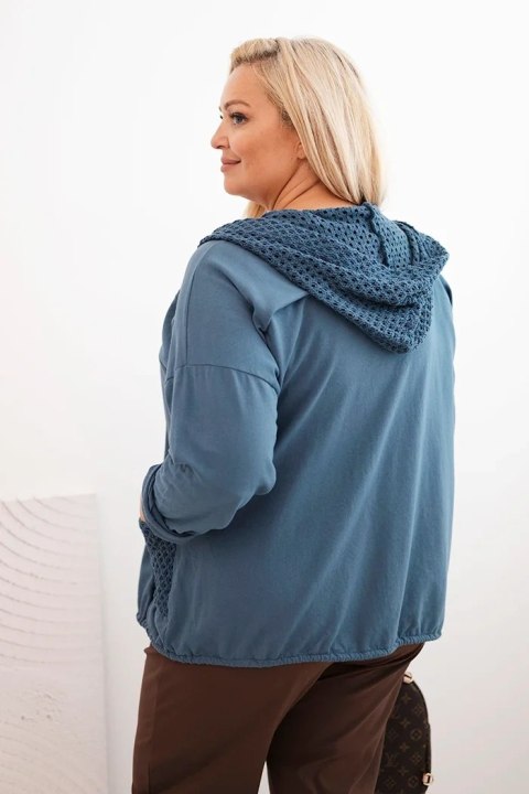 Bluza damska Plus Size bawełniana oversize z długim rękawem jeansowa