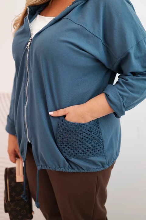 Bluza damska Plus Size bawełniana oversize z długim rękawem jeansowa
