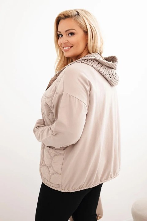 Bluza damska Plus Size bawełniana rozpinana na zamek beżowa
