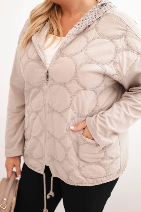 Bluza damska Plus Size bawełniana rozpinana na zamek beżowa
