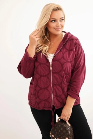 Bluza damska Plus Size bawełniana rozpinana na zamek bordowa