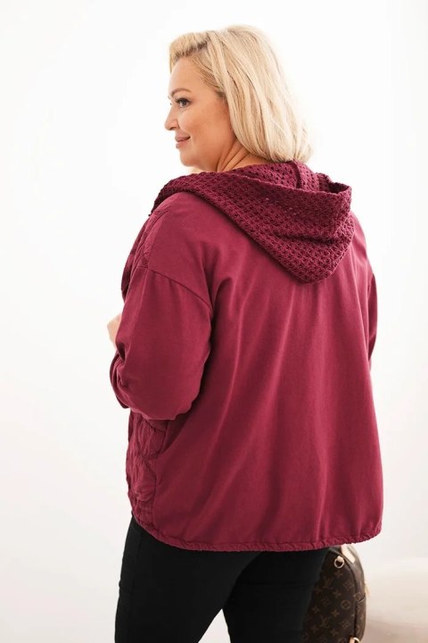 Bluza damska Plus Size bawełniana rozpinana na zamek bordowa