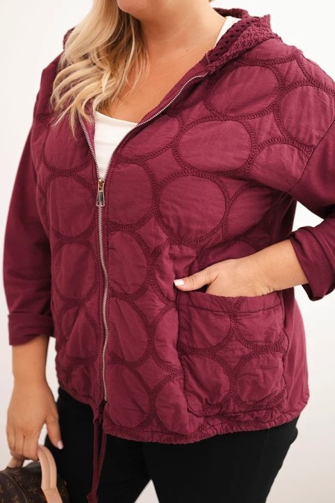 Bluza damska Plus Size bawełniana rozpinana na zamek bordowa