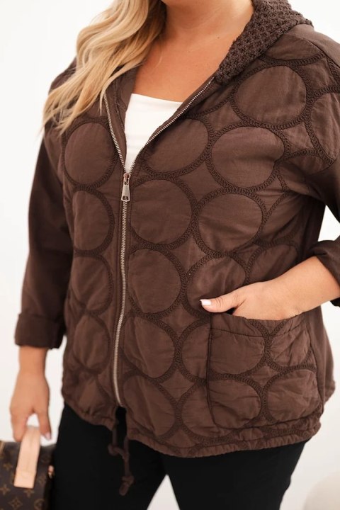 Bluza damska Plus Size bawełniana rozpinana na zamek brązowa