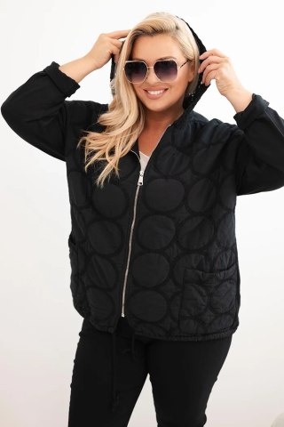 Bluza damska Plus Size czarna bawełniana na zamek – fason oversize