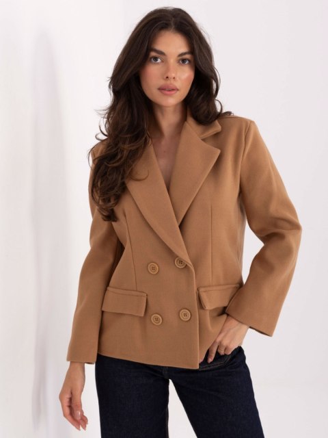 Camelowy elegancki płaszcz damski z podszewką RUE PARIS – Stylowy Wieszak
