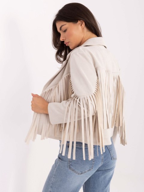 Stylowa jasnobeżowa kurtka RUE PARIS casual boho