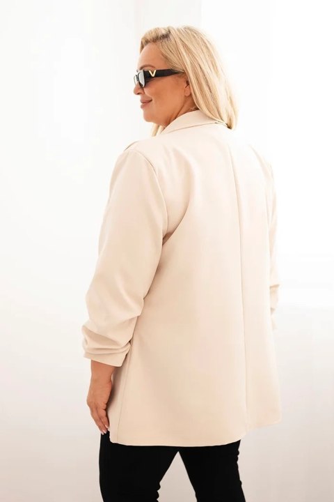 Marynarka damska Plus Size beżowa oversize elegancka
