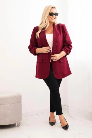 Bordowa elegancka marynarka damska Plus Size oversize – Stylowy Wieszak