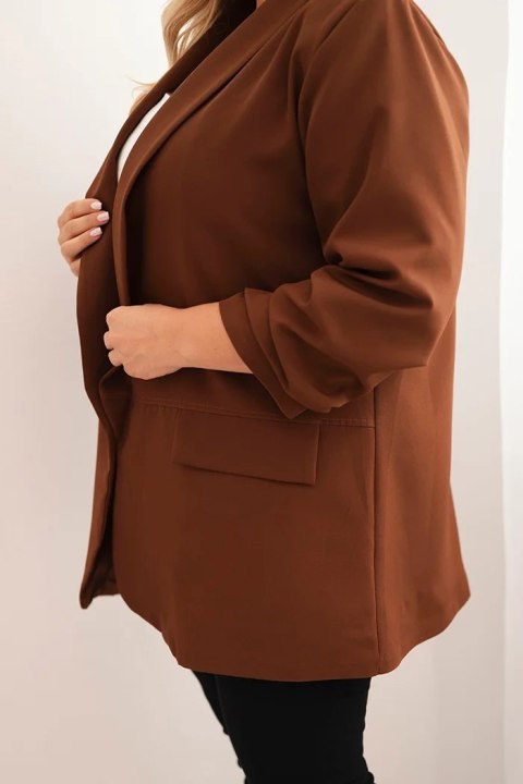 Klasyczna marynarka damska brązowa Plus Size – Stylowy Wieszak