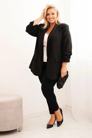 Czarna elegancka marynarka damska Plus Size oversize – Stylowy Wieszak