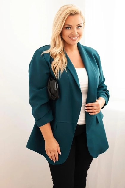 Morska elegancka marynarka damska Plus Size oversize – Stylowy Wieszak