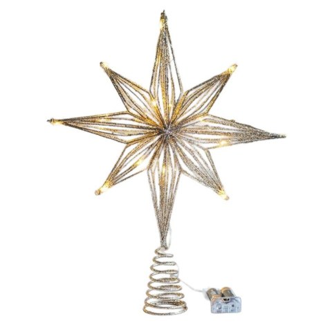 elegancki czubek na choinkę LED metalowy brokatowy stylowy wieszak