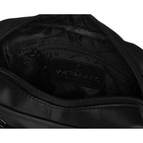 Klasyczna, czarna torba-listonoszka ze skóry naturalnej z etui na klucze w zestawie - Peterson