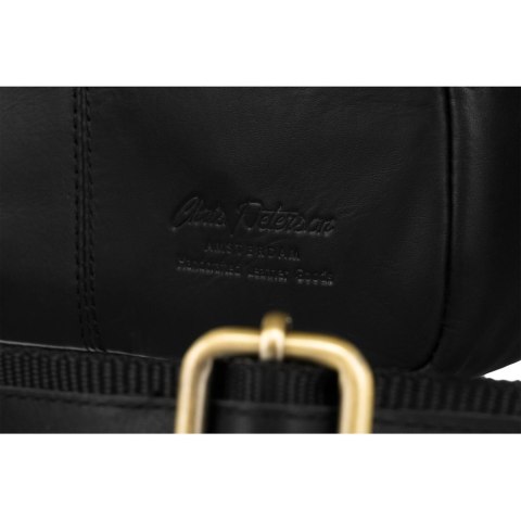 Klasyczna, czarna torba-listonoszka ze skóry naturalnej z etui na klucze w zestawie - Peterson