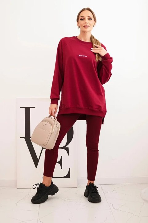 bawełniany komplet damski casual bordowy