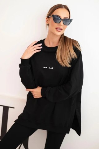 Komplet Damski Bawełniany Bluza Oversize i Legginsy „Minimal” – Czarny