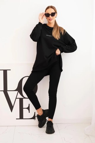 Komplet Damski Bawełniany Bluza Oversize i Legginsy „Minimal” – Czarny