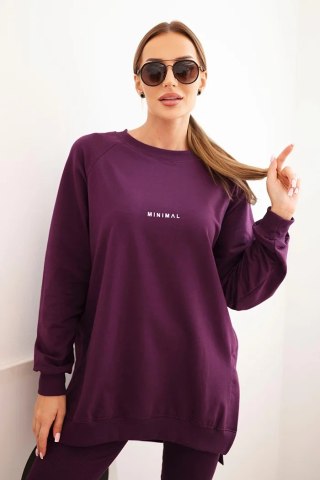 Komplet Damski Bawełniany Bluza Oversize i Legginsy „Minimal” – Śliwkowy