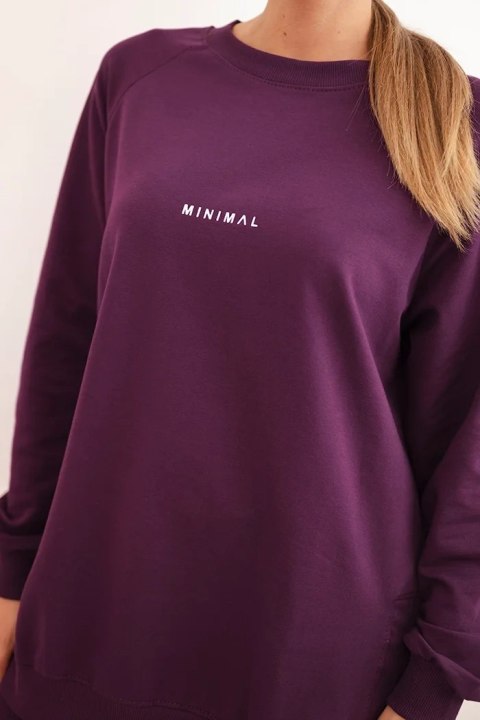 komplet damski śliwkowy bluza i legginsy „Minimal”