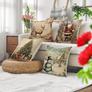 Poszewka świąteczna na poduszkę 45x45 cm – Let it snow z bałwankiem