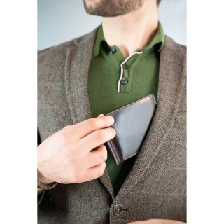 Skórzana banknotówka męska w brązowym kolorze z systemem RFID - Rovicky