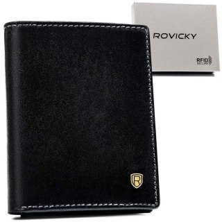 Skórzane, eleganckie etui na dokumenty w czarnym kolorze - Rovicky