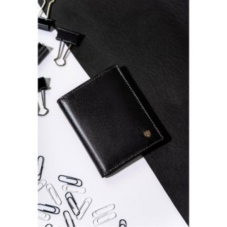 Skórzane, eleganckie etui na dokumenty w czarnym kolorze - Rovicky