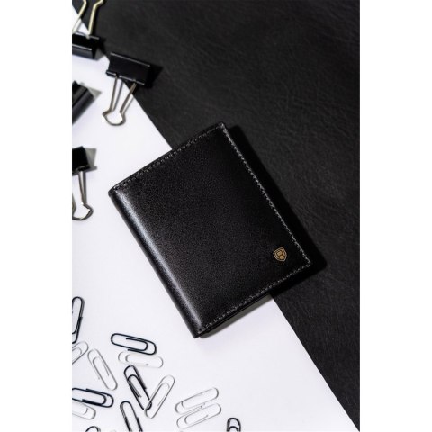 Skórzane, eleganckie etui na dokumenty w czarnym kolorze - Rovicky