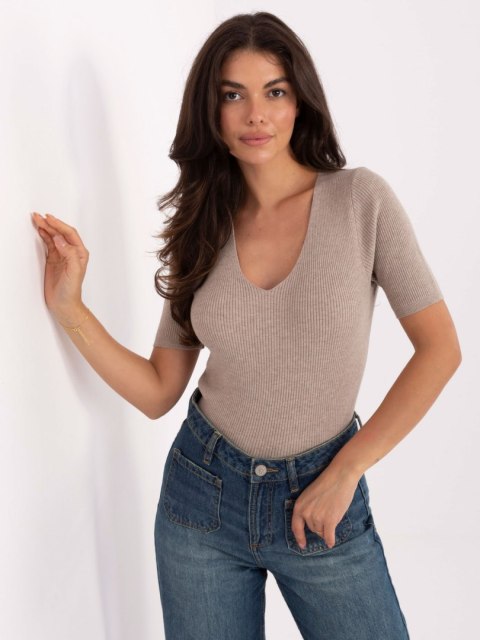Fango dopasowany sweter damski z dekoltem V – Stylowy Wieszak