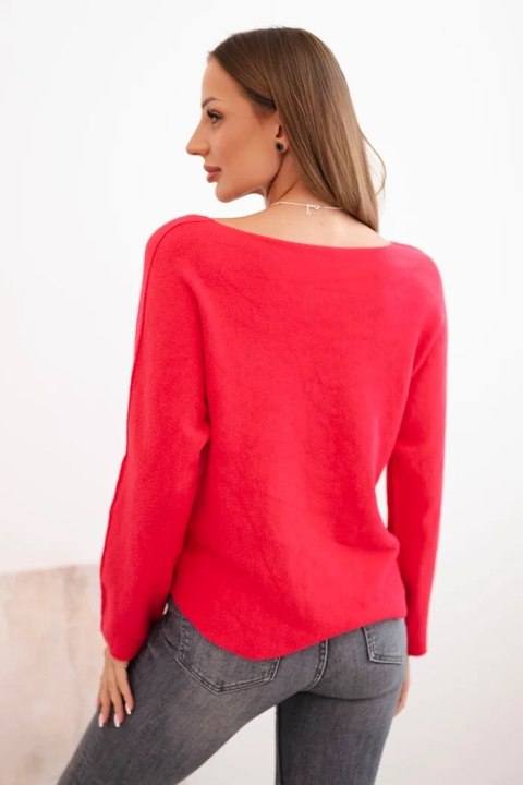 Stylowy sweter damski z długim rękawem, kolor różowy fuksja