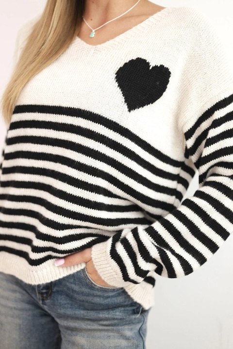 Modny sweter damski włoski w paski czarno-białe – Stylowy Wieszak