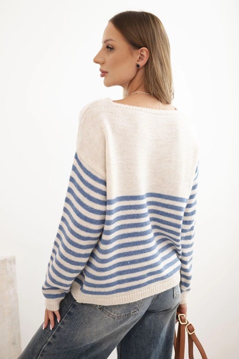 Modny sweter damski jeansowy z moherem i wełną – Stylowy Wieszak