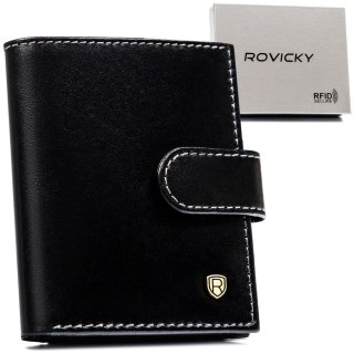 Eleganckie etui na dokumenty w czarnym kolorze wykonane ze skóry naturalnej - Rovicky